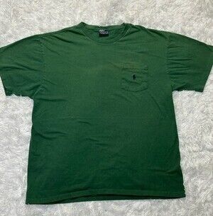 POLO RALPH LAUREN - Green Cotton Pony Logo Cotton Crew Mens Large Read